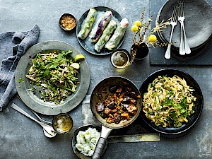 Natural foody images of people cooking wholefood in London captured by Karen Thomas, an outdoor photographer with Horton-Stephens.