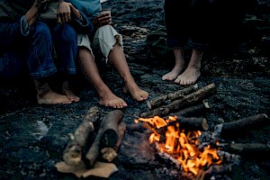 James Bowden, UK  photographer, represented by Horton-Stephens photographer’s agents specialises in natural and authentic  lifestyle outdoors nature photographic images, this colour photo shows a wild camping adventure scene