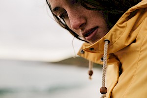 This colour photo shows model imagery for finisterre by James Bowden, UK  photographer, represented by Horton-Stephens photographer’s agents specialises in natural and authentic  lifestyle outdoors nature photographic images.