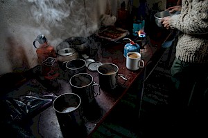 James Bowden, UK  photographer, represented by Horton-Stephens photographer’s agents specialises in natural and authentic  lifestyle outdoors nature photographic images, this colour photo shows indoor location food and drinks