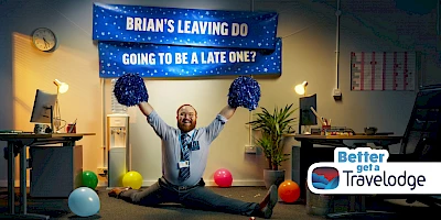Travelodge campaign of office party gone out of control photographed by gary salter top london photographer represented by Horton-Stephens agents
