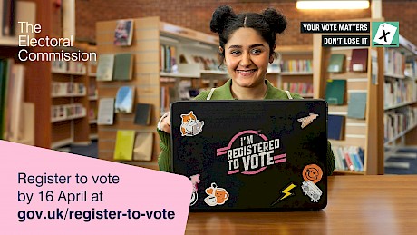 portrait of student in the library The Electoral Commission register to vote campaign shot by top photographer Nick Dolding represented by London photo agency Horton Stephens