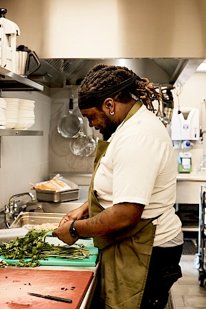 chef in kitchen shot by best london food photographer Noemi Scavo represented by horton-stephens top UK photography agency
